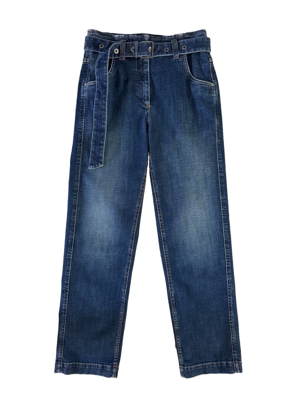 Brunello Cucinelli Jeans US 2 EU 34 Straight Leg Italy Blue Removable Belt